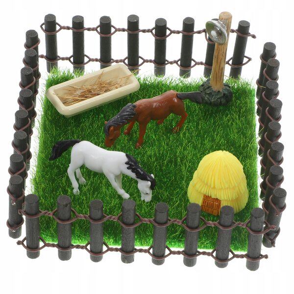 Miniatura Stalla con Accessori per Casa delle Bambole e Decorazioni Giardino