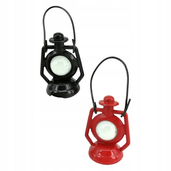 Mini lampada a petrolio rossa vintage per casa delle bambole, set 2 pezzi