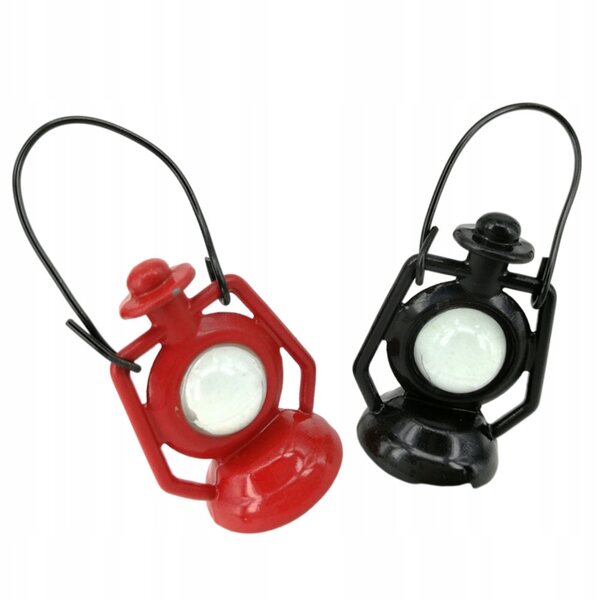 Mini lampada a petrolio rossa vintage per casa delle bambole, set 2 pezzi