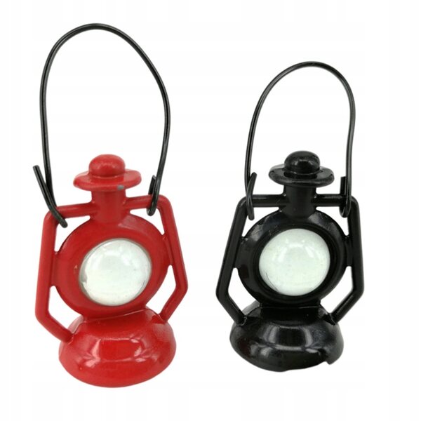 Mini lampada a petrolio rossa vintage per casa delle bambole, set 2 pezzi