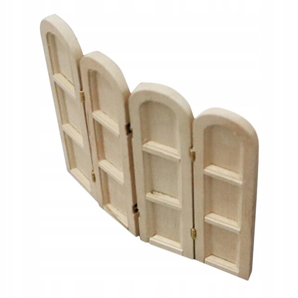 Beigefarbener Mini-Holzschirm für Puppenhausdekoration, 12,5 x 4 x 2,5 cm