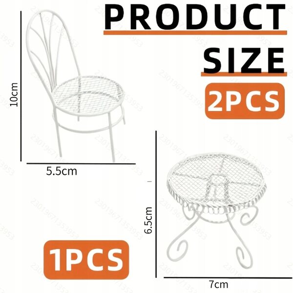 Set Mobili da Terrazzo per Bambole con Tavolino e 2 Sedie in Metallo