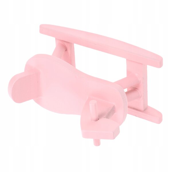Miniatura cavallo a dondolo rosa in legno per decorazione mobili e modellini