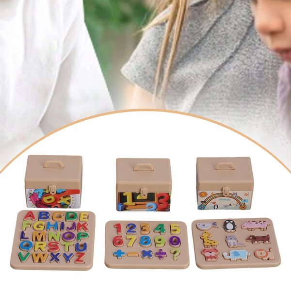 Buchstaben- und Zahlenpuzzle für Puppenhaus mit Containerbox Miniatur 1/12