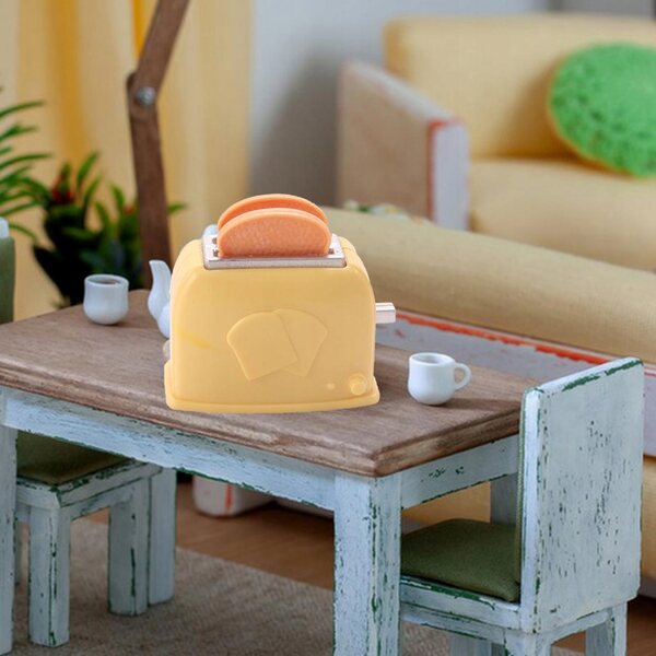 Miniatura toster per casa delle bambole, accessorio giallo 1/6 1/12
