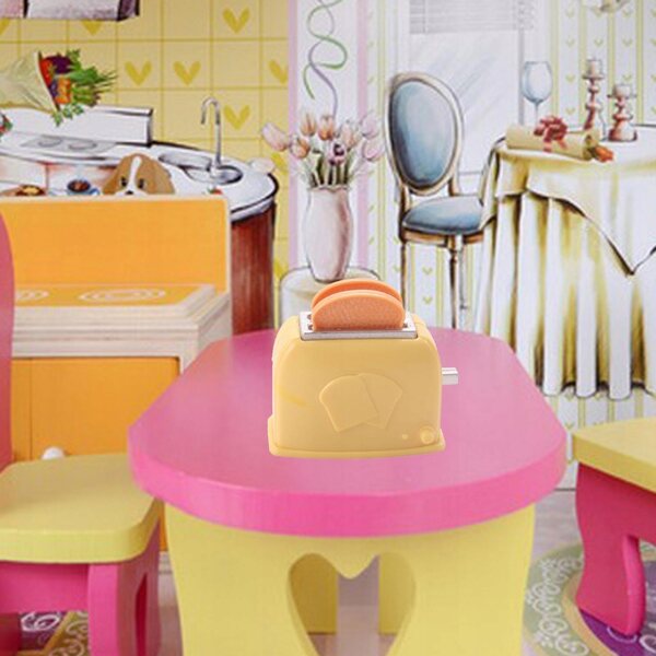 Miniatura toster per casa delle bambole, accessorio giallo 1/6 1/12