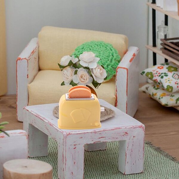 Miniatura toster per casa delle bambole, accessorio giallo 1/6 1/12