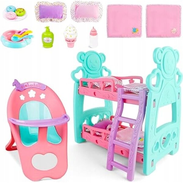 Etagenbett für Puppen mit sicherem und kreativem Zubehör 28-36 cm