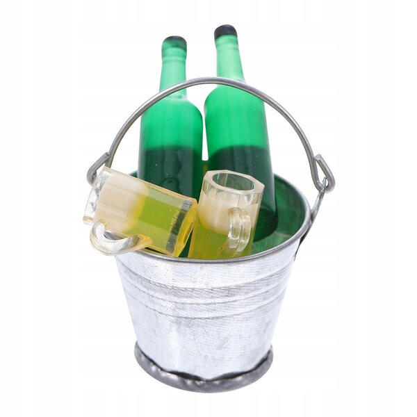 Set Miniature Accessori Birra per Casa delle Bambole con Secchiello e Ghiaccio