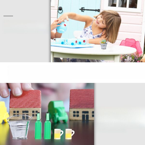 Set Miniature Accessori Birra per Casa delle Bambole con Secchiello e Ghiaccio