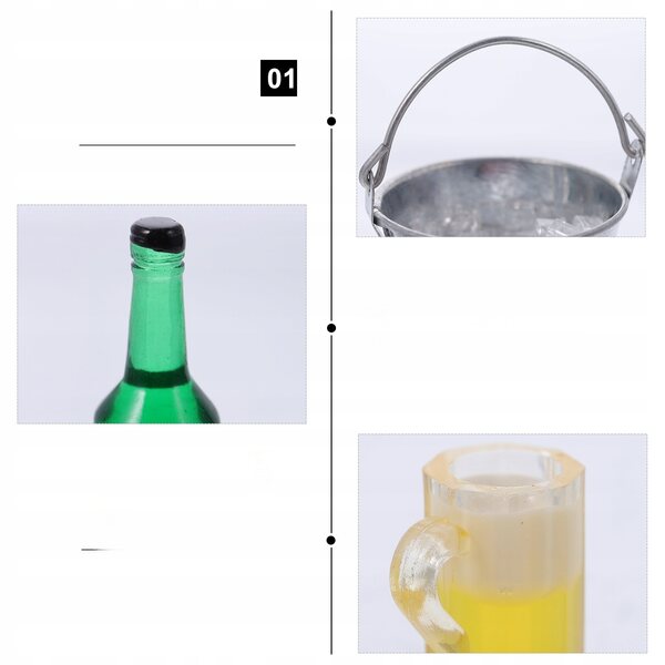 Set Miniature Accessori Birra per Casa delle Bambole con Secchiello e Ghiaccio