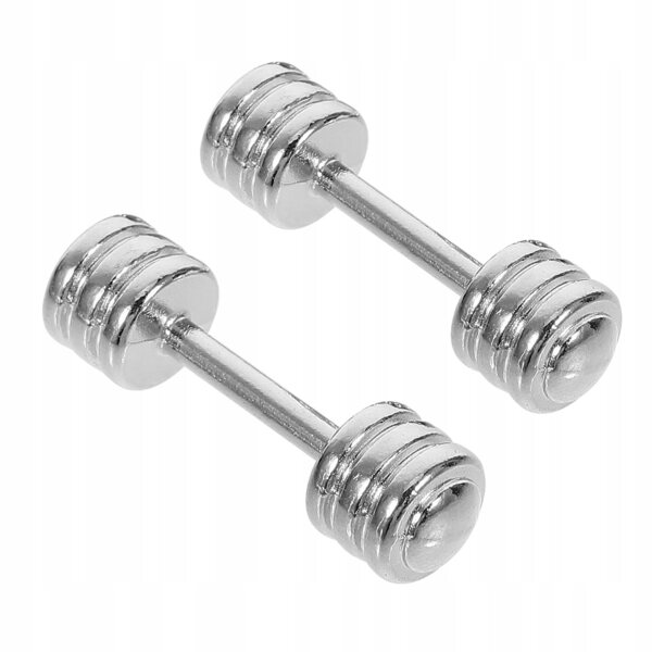 Mini set manubri fitness per casa delle bambole, accessori decorativi argento