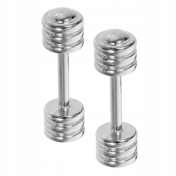 Mini set manubri fitness per casa delle bambole, accessori decorativi argento