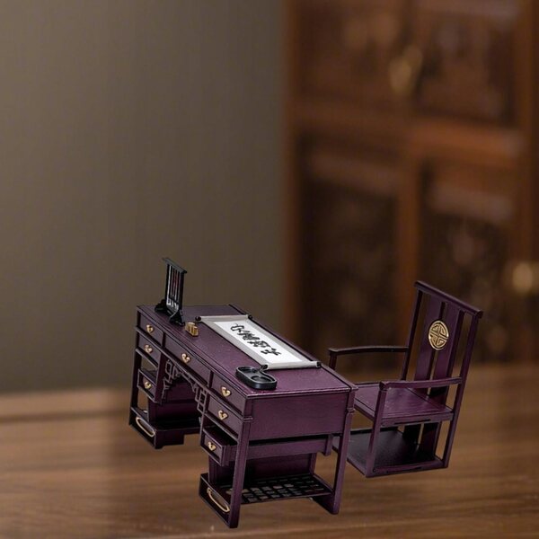 Miniatur-Set chinesischer Stühle 1:12 Vintage Puppenhausmöbel