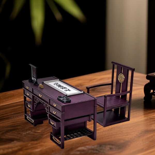 Miniatur-Set chinesischer Stühle 1:12 Vintage Puppenhausmöbel