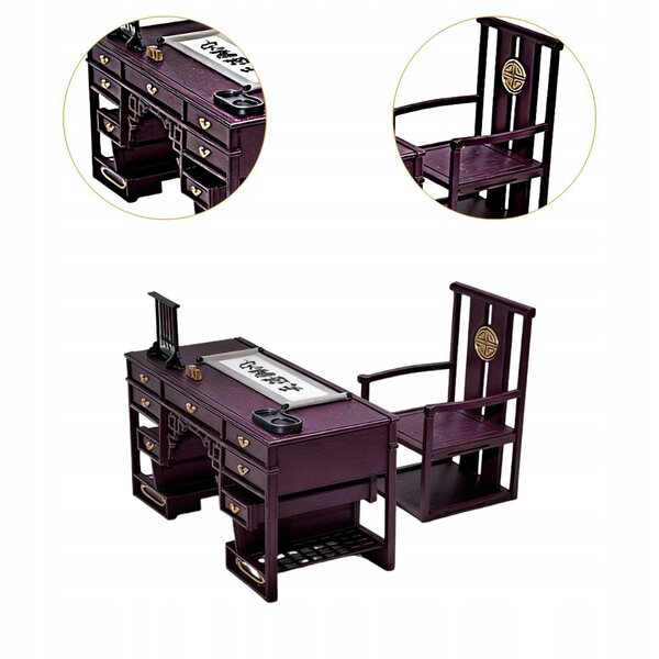 Miniatur-Set chinesischer Stühle 1:12 Vintage Puppenhausmöbel
