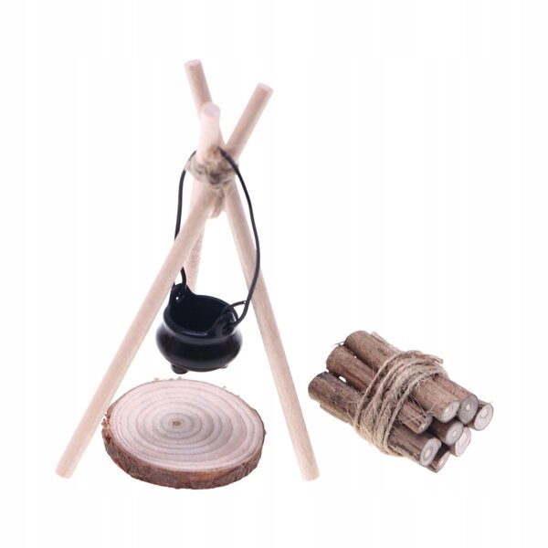 Mini-Camping-Set 1:12 für Puppen mit Holzzubehör und Sprunggelenk
