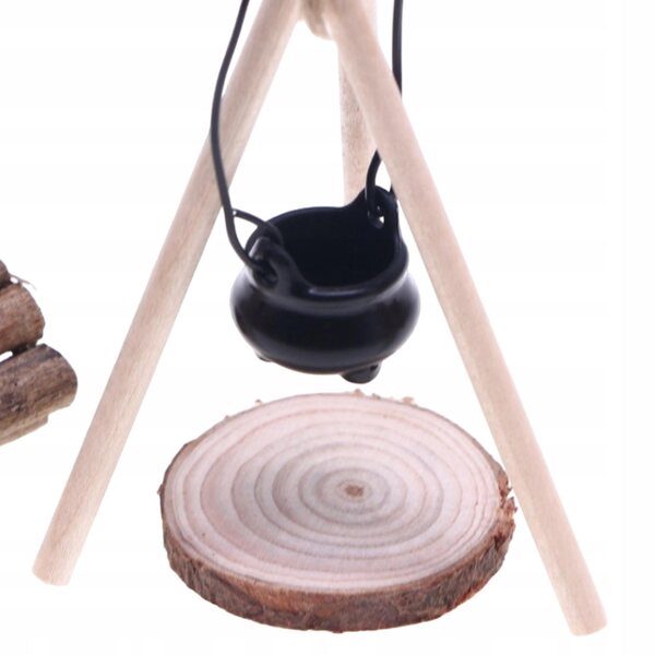 Mini-Camping-Set 1:12 für Puppen mit Holzzubehör und Sprunggelenk