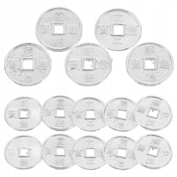 Set mit 50 Mini-Silbermünzen für Puppenhausdekorationen aus Leichtmetall