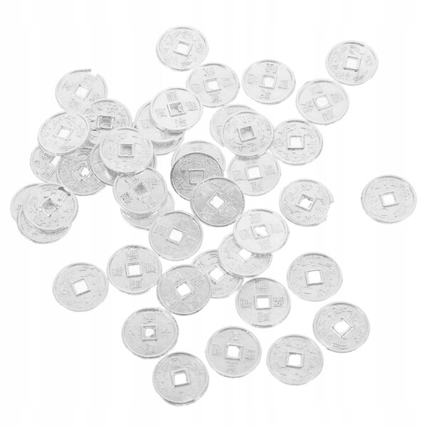 Set mit 50 Mini-Silbermünzen für Puppenhausdekorationen aus Leichtmetall