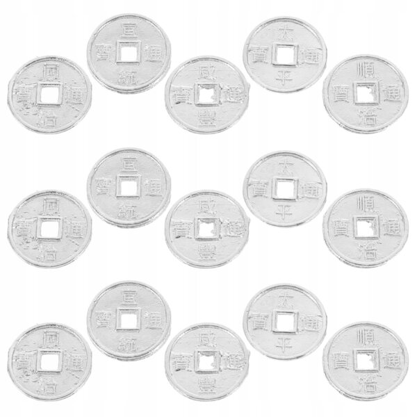 Set mit 50 Mini-Silbermünzen für Puppenhausdekorationen aus Leichtmetall