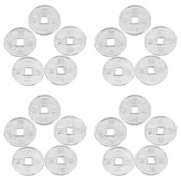 Set mit 50 Mini-Silbermünzen für Puppenhausdekorationen aus Leichtmetall