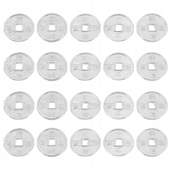 Set mit 50 Mini-Silbermünzen für Puppenhausdekorationen aus Leichtmetall