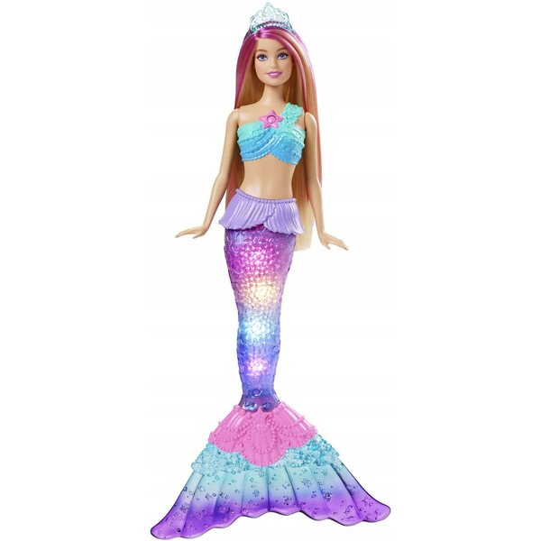 Barbie Syrenka Dreamtopia Malibu mit leuchtendem Ogon und farbigen Lichtern