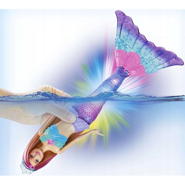 Barbie Syrenka Dreamtopia Malibu mit leuchtendem Ogon und farbigen Lichtern