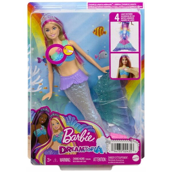 Barbie Syrenka Dreamtopia Malibu mit leuchtendem Ogon und farbigen Lichtern
