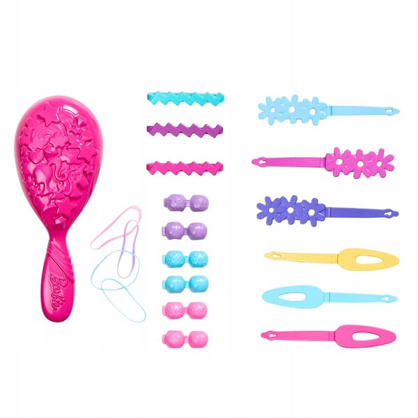 LALKA BARBIE GŁOWA DO STYLIZACJI + 20 akcesoriów do stylizacji włosów HMD88
