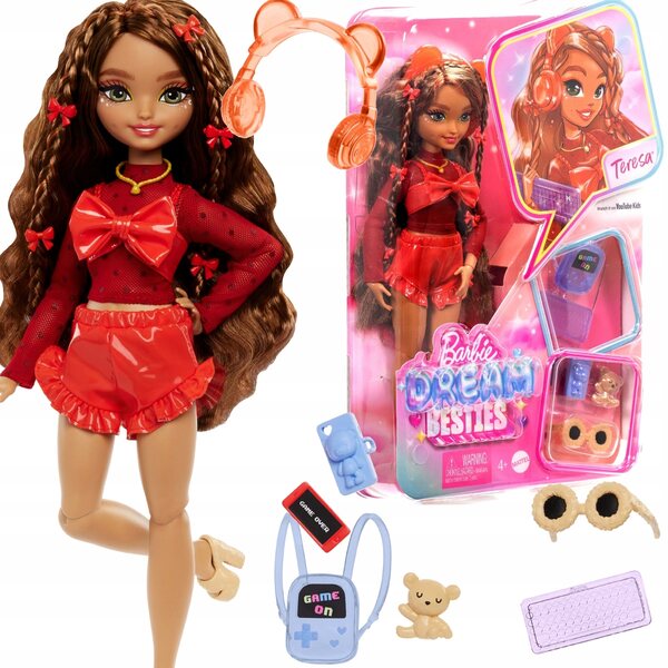 Barbie Dream Besties Teresa mit Modeaccessoires und Rucksack für Kinder ab 4 Jahren