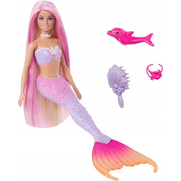 Barbie Malibu Meerjungfrau-Puppe mit langen Haaren und Farbwechsel – Mattel