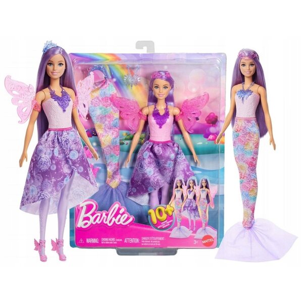 Barbie Zauberfee mit wechselbaren Meerjungfrauen-, Prinzessinnen- und Feenkleidern 29 cm