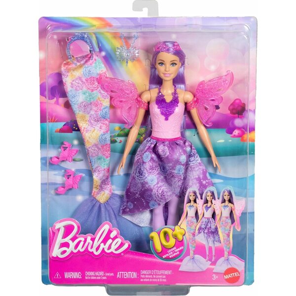 Barbie Zauberfee mit wechselbaren Meerjungfrauen-, Prinzessinnen- und Feenkleidern 29 cm