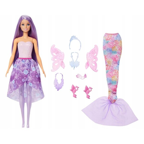 Barbie Zauberfee mit wechselbaren Meerjungfrauen-, Prinzessinnen- und Feenkleidern 29 cm