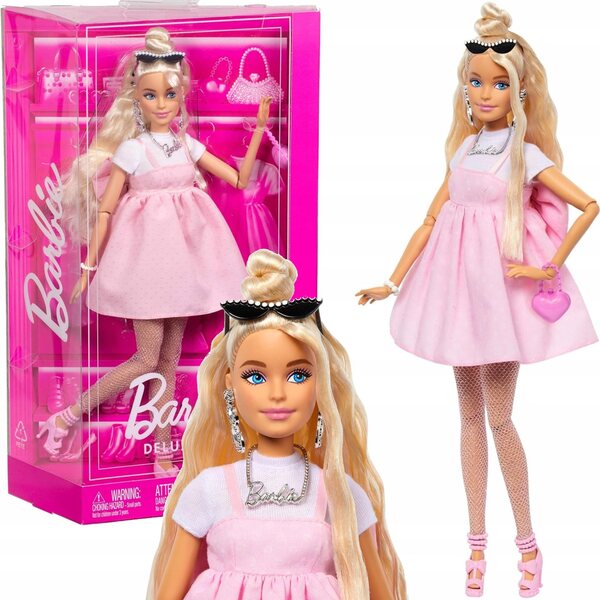 Barbie Deluxe Style Blondina 29 cm im Barbiecore-Kleid, offizielle Kollektion