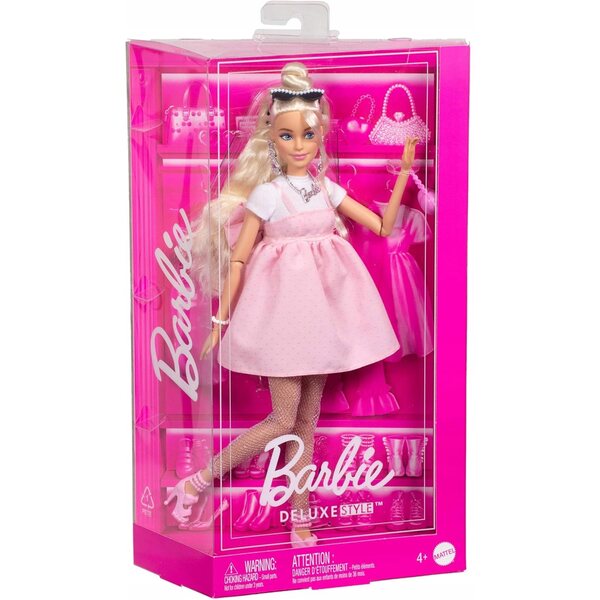 Barbie Deluxe Style Blondina 29 cm im Barbiecore-Kleid, offizielle Kollektion
