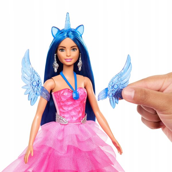 Barbie Sapphire mit geflügeltem Einhorn und Mattel-Accessoires zum 65. Jubiläum