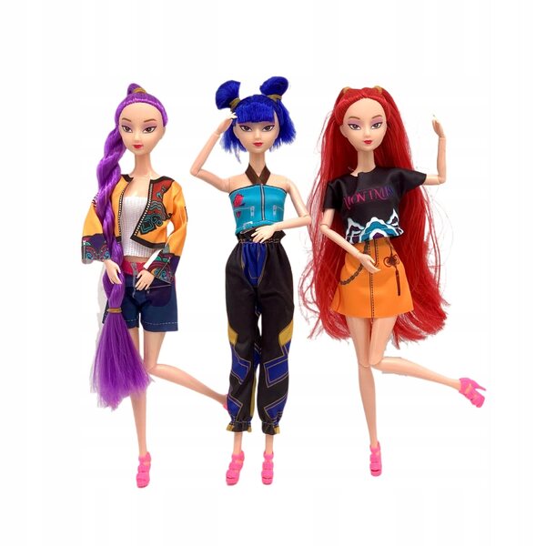 Coffret de 3 poupées K-POP Demon Hunters de 29 cm avec des sons et des vêtements uniques