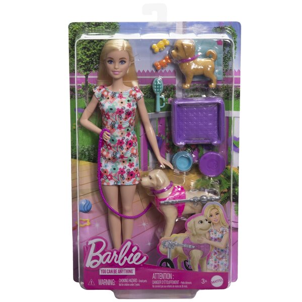 Barbie mit Welpen und Kinderwagen-Set, 10-teilig, für Kinder ab 3 Jahren