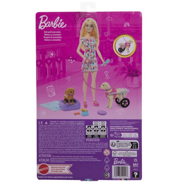 Barbie mit Welpen und Kinderwagen-Set, 10-teilig, für Kinder ab 3 Jahren