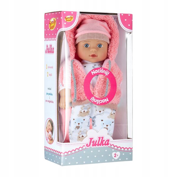 Julka Smily Spielpuppe – Sprechendes, interaktives Baby mit Kleidung