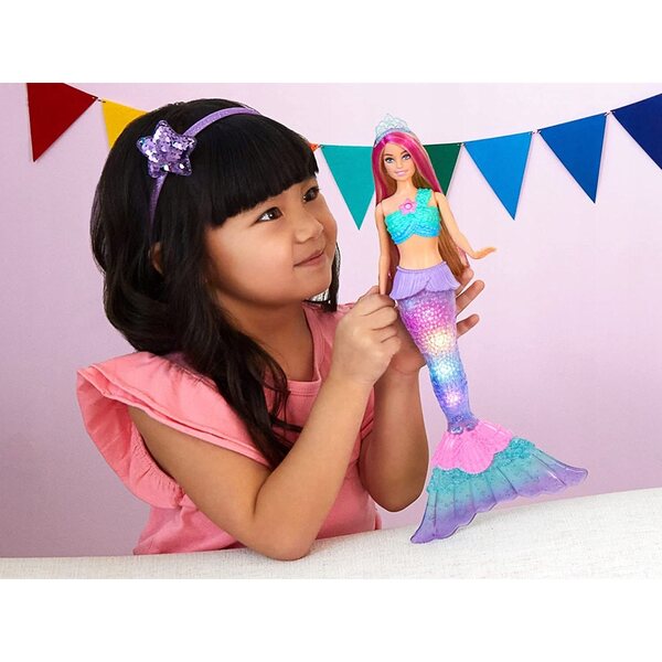 Barbie Dreamtopia Syrenka mit magischen Lichtern für Kinder ab 3 Jahren, 29 cm