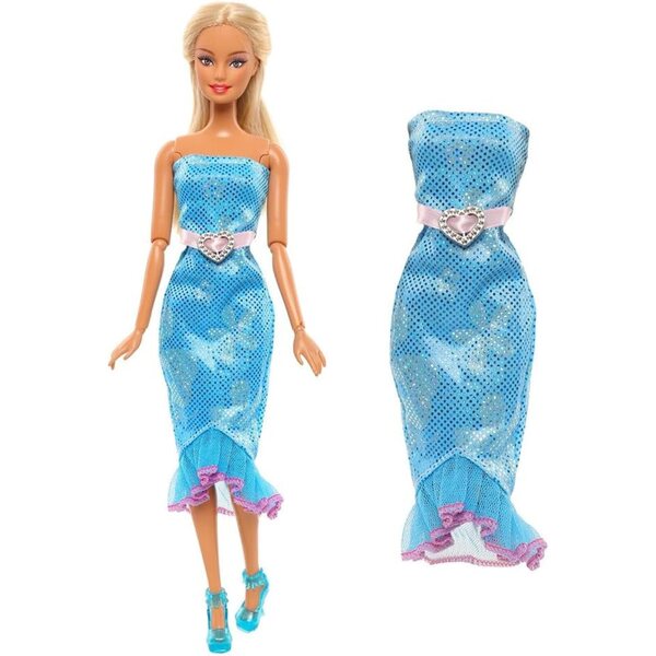 Abito a Spalle Scoperte Bambola BJD 1/6 30 cm Blu Casual Accessorio Costume