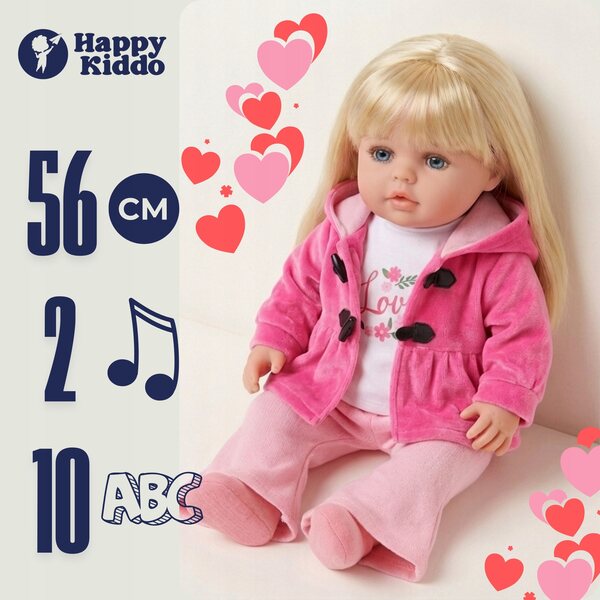 Bambolotto Interattiva Happy Kiddo 56 cm Morbida, Parla e Canta in 2 Lingue