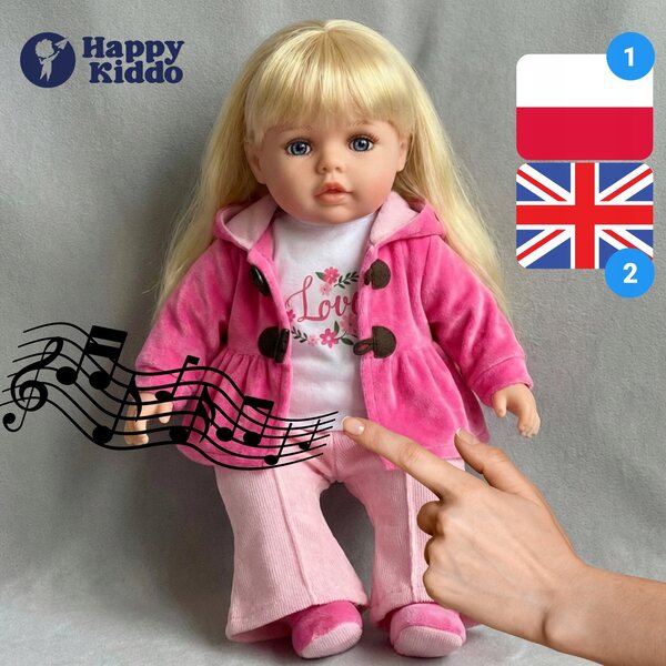 Bambolotto Interattiva Happy Kiddo 56 cm Morbida, Parla e Canta in 2 Lingue