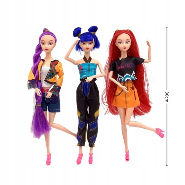 Set 3 Lollipop K-Pop Cacciatori di Demoni: Bambole in PVC da 30 cm con Musica e Luce