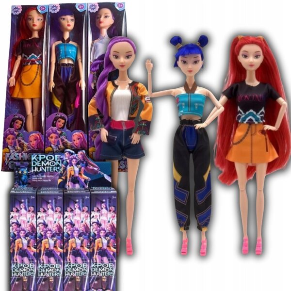 Lot de 3 poupées Kpop Demon Hunters 30 cm Chanteurs, vêtements à la mode et mains mobiles