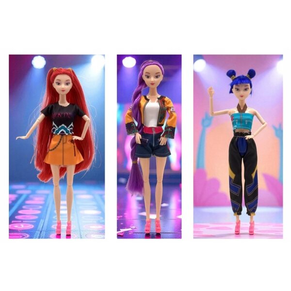 Lot de 3 poupées Kpop Demon Hunters 30 cm Chanteurs, vêtements à la mode et mains mobiles